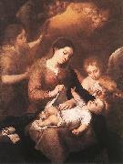 MURILLO, Bartolome Esteban Mary and Child with Angels Playing Music sg oil painting picture wholesale